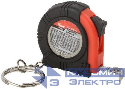 Рулетка-брелок 1мх6мм обрезиненный корпус КУРС 17816