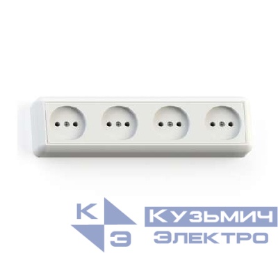 Розетка 4-м ОП Оптима РА16-402 16А IP20 с монтаж. пластиной бел. Кунцево 8024