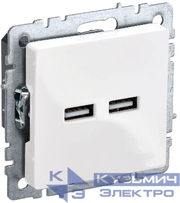 Розетка BRITE USB A+A 3.1А РЮ10-1-БрБ механизм бел. IEK BR-U21-D31-K01