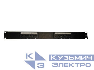 Патч-панель UTP, 19", 12 портов RJ45, cat.6, 1U, 110 Type, черная "L"