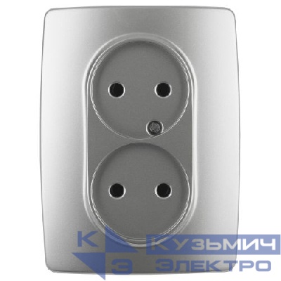 Розетка 2-м СП Эра12 12-2107-03 16А IP20 16AX 250В 2х2P алюм. Эра Б0031240