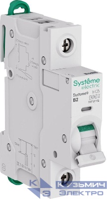 Выключатель автоматический 1п B 2А 10кА Systeme9 230В SE S9F31102