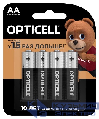 Элемент питания алкалиновый AA/LR6 (блист.4шт) Basic Opticell 5051001/6051001