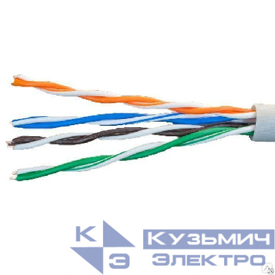 Кабель витая пара U/UTP кат.5E 4х2х24AWG solid CCA PVC сер. (м) Net.on 01-0302
