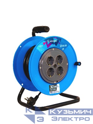 Удлинитель на катушке 4х30м с заземл. 16А 3.5кВт ПВС 3х1.5 КОСМОС YKKsm30m-4g-Z(16A)