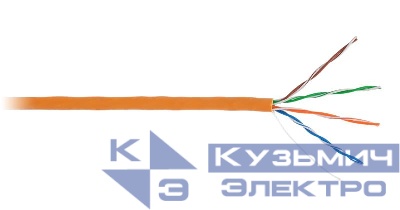 Кабель U/UTP кат.5E (класс D) 4 пары 100МГц ОЖ BC чистая медь внутр. LSZH нг(B)-HF оранж. (уп.305м) NETLAN EC-UU004-5E-LSZH-OR