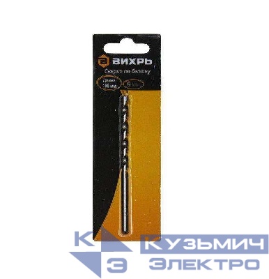 Сверло по бетону 6х100 цилиндр. хвостовик (блист.1шт) Вихрь 73/10/6/15