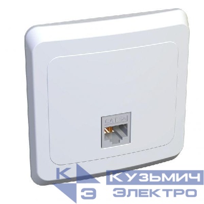 Розетка компьютерная 1-м СП Этюд RJ45 кат.5E бел. SE KOMC-001B