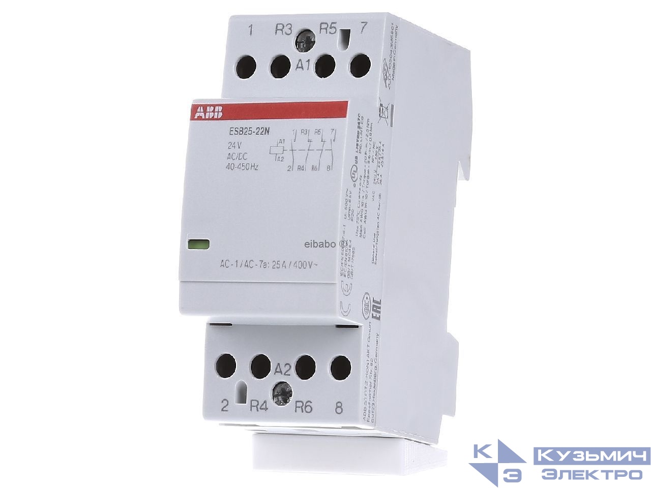 Контактор ESB25-22N-01 модульный (25А АС-1, 2НО+2НЗ), катушка 24В AC/DC ABB 1SAE231111R0122