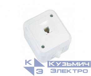 Розетка телефонная 1-м ОП 16А IP44 евро стандарт п/герм. бел. Makel 18314