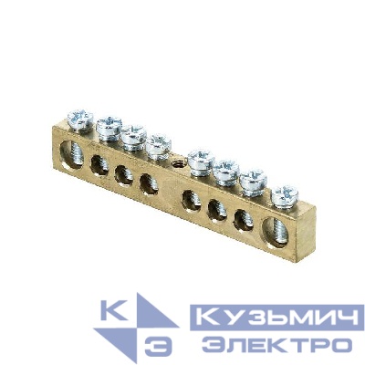 Шина PEN "ноль-земля" 8х12 8 отвер. латунь крепеж по центру PROxima EKF sn0-125-8-c