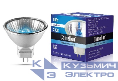 Лампа галогенная JCDR 50Вт 220В 50мм COOL с защ. стеклом Camelion 11470