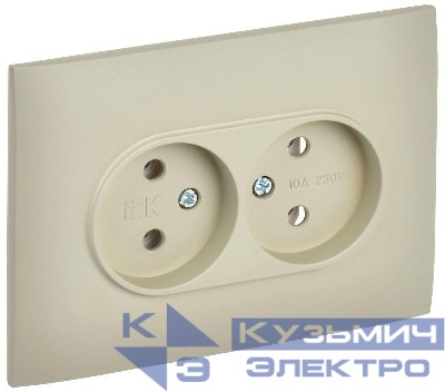 Розетка 2-м SKANDY 10А без заземл. без защ. шторок в сборе SK-R10B беж. IEK SK-R20-10-K10-F