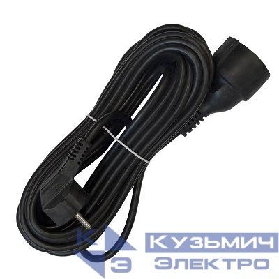 Удлинитель-шнур 1х10м с заземл. 16А IP20 ПВС 3х1 черн. DOMTOK 2360