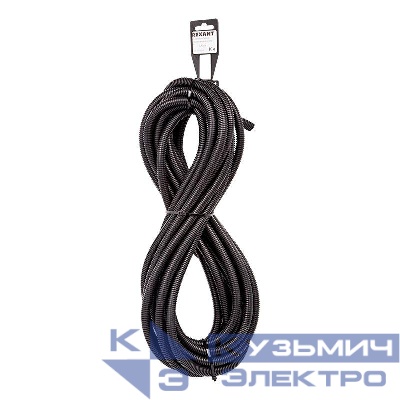 Труба автомобильная гофрированная ПП разрезная d9.8мм черн. (уп.10м) Rexant 15-1010