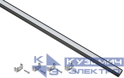 Профиль прямоугольный для светодиод. ленты 1712 L2000 комплект аксессуаров опал алюм. черн. IEK LSADD1712-SET1-2-N1-1-K02