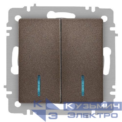 Выключатель 2-кл. СП Accent 6-105-08 10А IP20 250В с подсветкой AL/CU бронза Intro Б0063523
