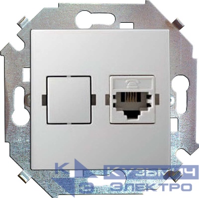 Розетка телефонная СП Simon 15 RJ11 винтов. зажимы механизм бел. Simon 1591480-030