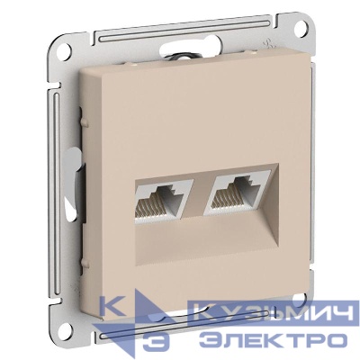 Розетка компьютерная 2-м AtlasDesign RJ45+RJ45 кат.5E механизм песочн. SE ATN001285