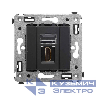 Розетка HDMI 1-м СП Avanti "Черный матовый" тип А-А DKC 4412253