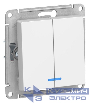 Выключатель 2-кл. AtlasDesign (сх. 5а) 10AX с подсветкой механизм лотос SE ATN001353