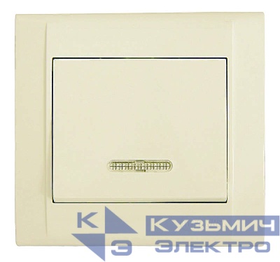 Выключатель 1-кл. СП Defne 10А IP20 с подсветкой крем. Makel 42010021