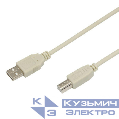 Шнур USB 2.0 (USB А-USB В) 3м бел. REXANT 18-1106
