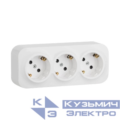 Розетка 3-м ОП Quteo 16А IP20 250В 3х2P+E с заземл. защ. шторки бел. IEK 782238