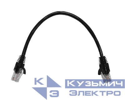Патч-корд UTP4 cat 5e, 0,25м, ВС, LSZH, черный, литой коннектор NETKO Optima