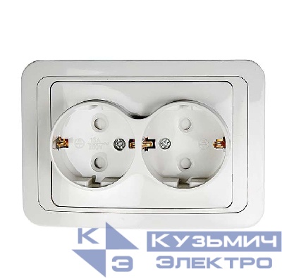 Розетка 2-м CLASSICO защ. шторки с заземл. 2128x бел. ASD / IN HOME 4690612000985