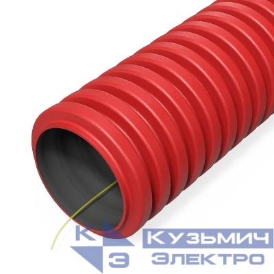 Труба гофрированная двустенная ПНД гибкая d32мм с протяжкой SN34 450 красн. (уп.50м) Промрукав PR15.0251