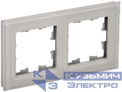 Рамка 2-м BRITE РУ-2-2-БрД стекло дым. IEK BR-M22-G-K30