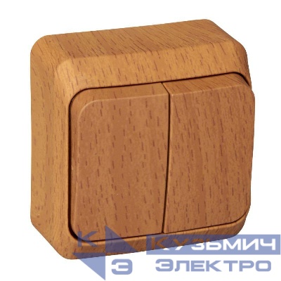 Выключатель 2-кл. ОП Этюд Дача 10А IP20 бук SE BA10-002T