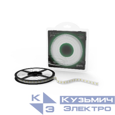 Лента светодиодная Black 2835/60-SMD 4.8Вт/м зел. IP20 210лм/м 12В (блист.5м) GAUSS 312000605