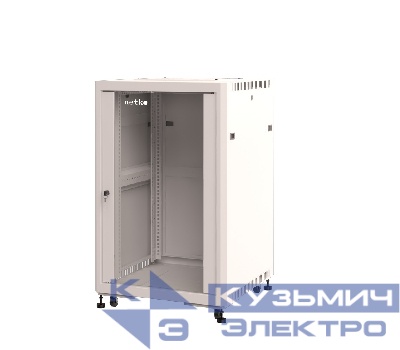 Шкаф напольный 19" Netko 18U серия Optima (600х600х957), передняя дверь стекло, серый, разобранный (упакован в 2 коробки)