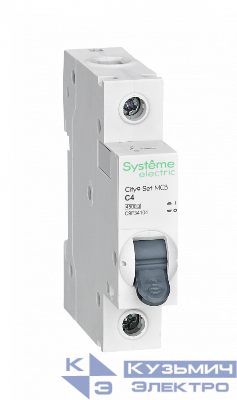 Выключатель автоматический модульный 1п C 4А 4.5кА City9 Set SE C9F34104