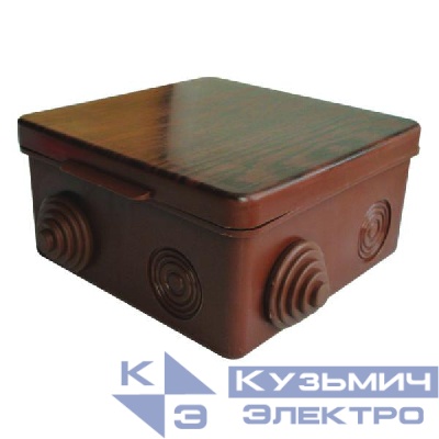 Коробка распаячная ОП 100х100х50мм с гермовводами темн. дерево Урал Пак КО-93018100-018
