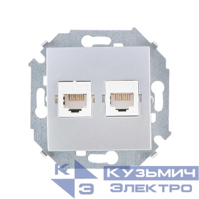 Розетка компьютерная 2-м СП Simon 15 RJ45 кат.5E Systimax механизм алюм. Simon 1591593-033