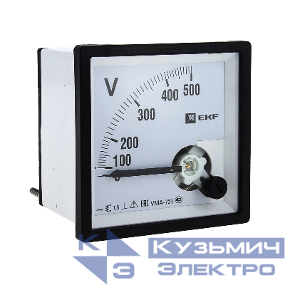 Вольтметр аналоговый VMA-721 на панель 72х72 (квадратный вырез) 500В прямое подкл. PROxima EKF vm-a721-500/vma-721-500