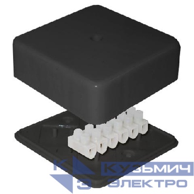Коробка распределительная ОП 78х78х30мм 6 выходов 10А 6 контактов крышка с винтовым креплением клеммный зажим материал – полипропилен IP41 черн. Epplast 170221