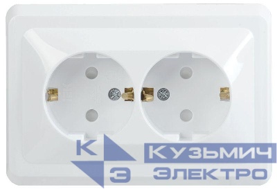 Розетка 2-м СП Вега РСш12-3-ВБ с заземл. контактом и защ. штор 16А бел. GENERICA ERV24-K01-16-DM