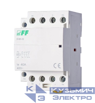 Контактор ST40-22 (2NO+2NC 6.4Вт 3 модуля монтаж на DIN-рейке 230В AC 40А IP20) F&F EA13.001.019