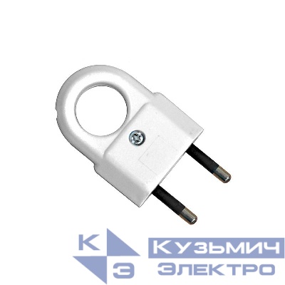 Вилка электрическая 6А 250В плоская с ушком без. заземл. бел. (еврослот) UNIVersal А103