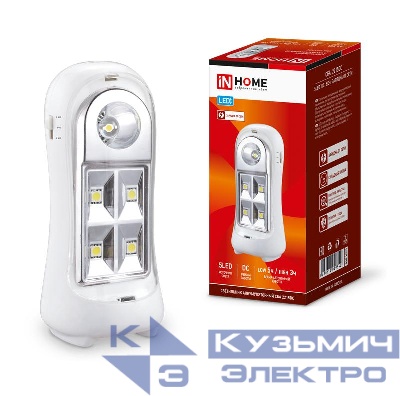 Светильник светодиодный СБА 2215DC 4+1LED 600мА.ч lithium battery DC аварийный IN HOME 4690612029542