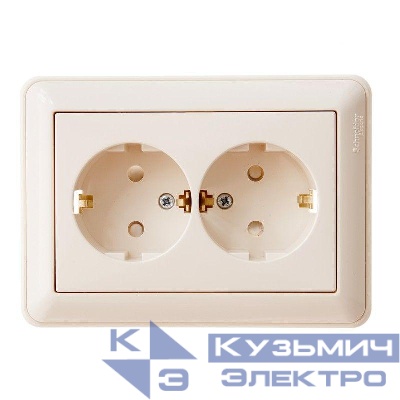 Розетка 2-м СП W59 16А IP20 с заземл. защ. шторки в сборе сл. кость SE RS16-255-28