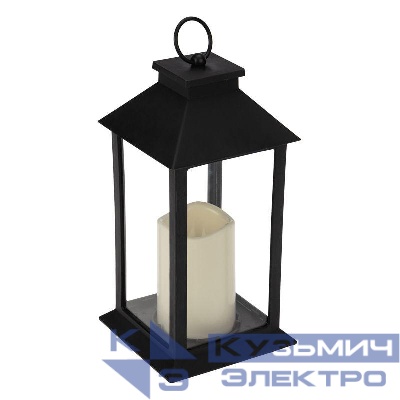 Фонарь декоративный 14х14х29см тепл. бел. со свечой корпус черн. Neon-Night 513-045