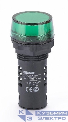 Лампа коммутационная ADDS ЛК-22 d22мм 220В AC/DC зел. LED DEKraft 25118DEK