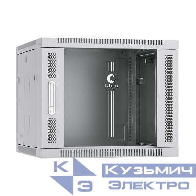 Шкаф телекоммуникационный настенный SH-05F-9U60/60 19дюйм 9U 600х600х501мм дверь стекло сер. (RAL 7035) Cabeus 7064c