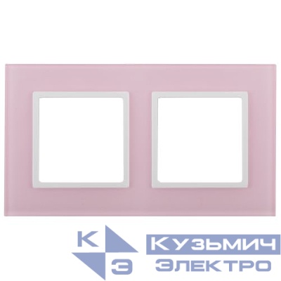 Рамка 2-м 14-5102-30 стекло Elegance роз.+бел. ЭРА Б0034502