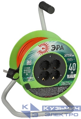 Удлинитель на пластик. катушке 4х40м с заземл. RP-4e-3х1.0-40m ПВС 3х1 Эра Б0056100